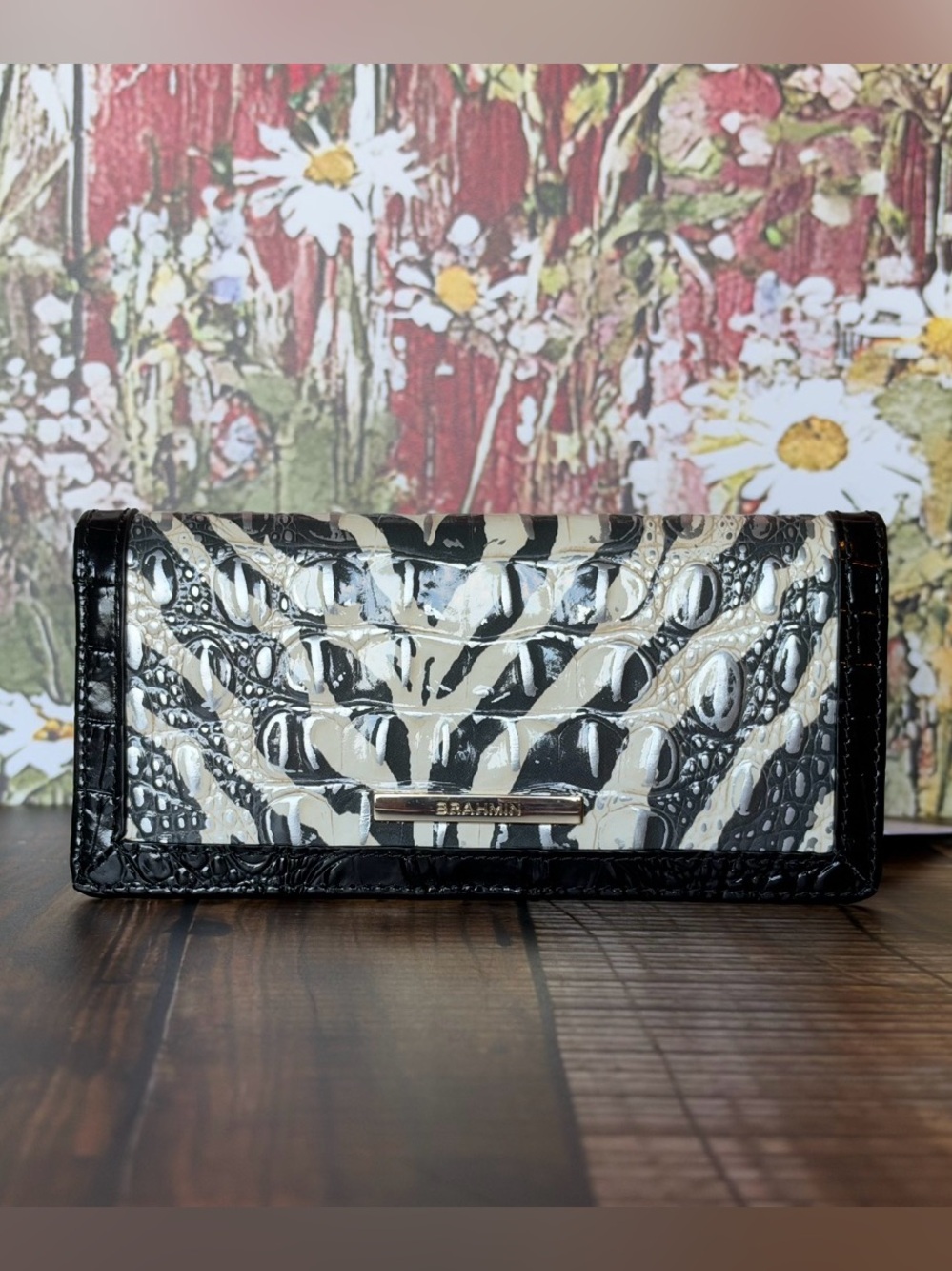 Brahmin Ady Wallet Encore Everlasting Zebra Print Leather NWT FIRM $